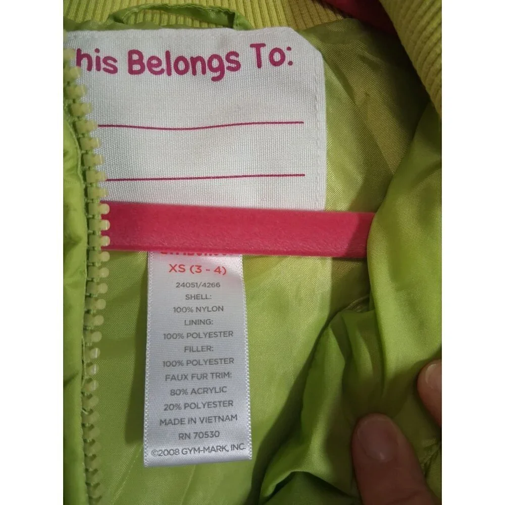Gymboree Winter Coat Jacket Green Size XS 3-4 Years